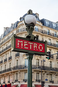 Parijs, Metro, ingang, teken, vervoer, Frankrijk, Metro