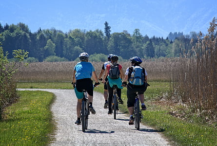 rekreasi, liburan, olahraga, Bersepeda, pengendara sepeda, kelompok, bersama-sama