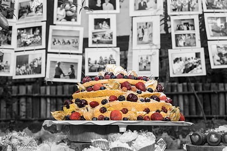torta, obrázky, Golden výročie, Desert, Oslava, jedlo, ovocie