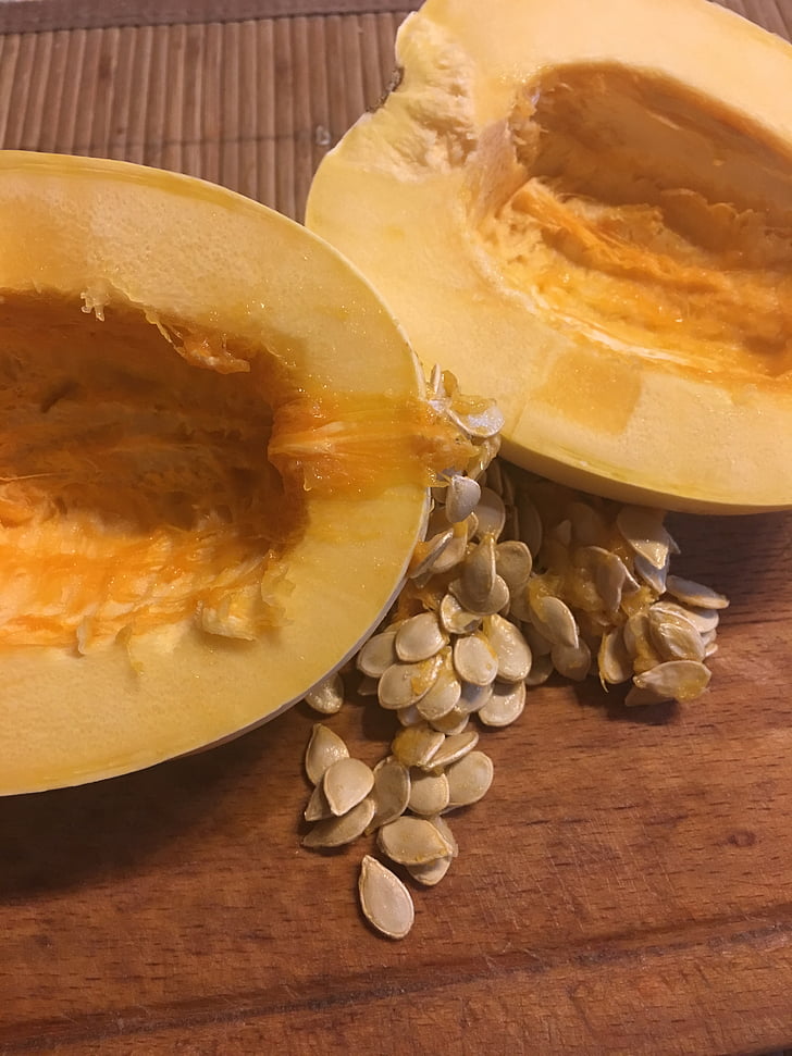 pumpkin, pips, a vegetable, seeds, half, inside