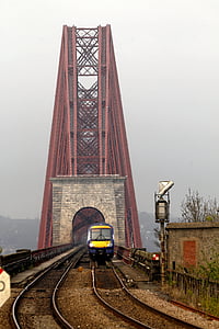 Bridge, järnväg, Skottland, fram, floden, tåg, transport