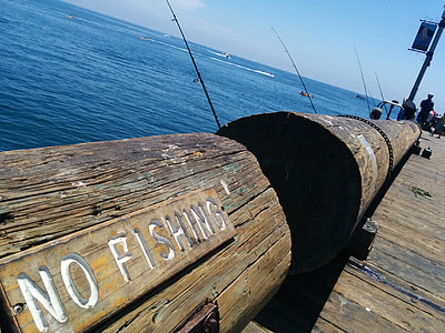 Dock, Rybolov, Pier, žiadne rybárske, ryby, rybárske prúty, zákaz