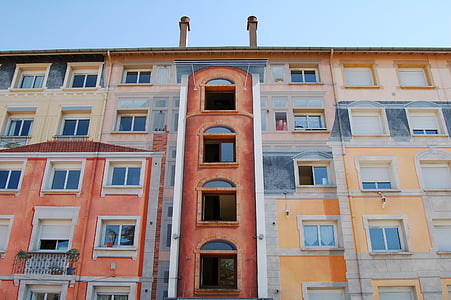 apartamentos, arquitectura, balcón, edificio, fachada, Windows, ventana