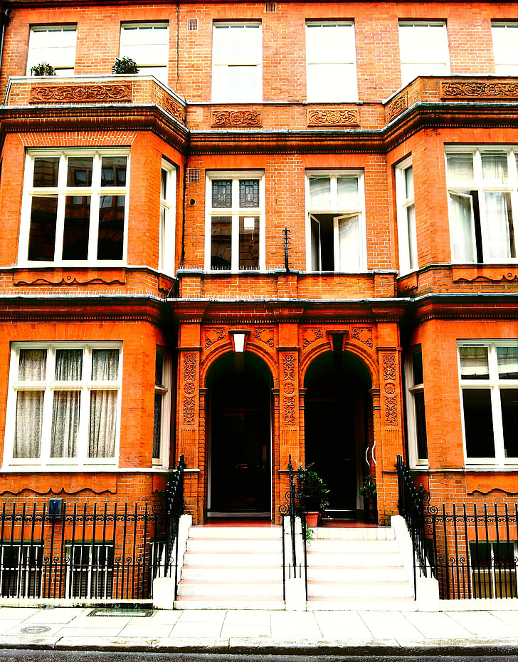 edifício, Londres, casa, porta, Inglaterra, escadas, Windows