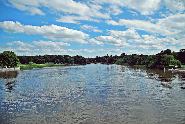 leipzig, bridge, water, river, nature, germany, summer