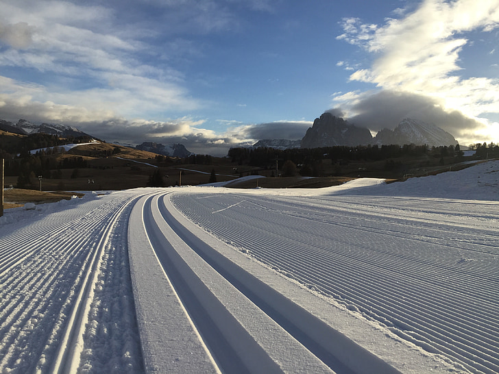 Hintergrund, Winter, Alpen, Dolomiten, Berg, Seiseralm, Track