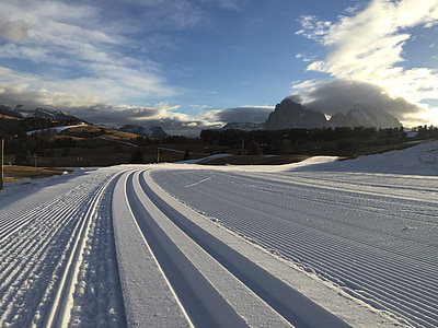 background, winter, alps, dolomites, mountain, seiseralm, track