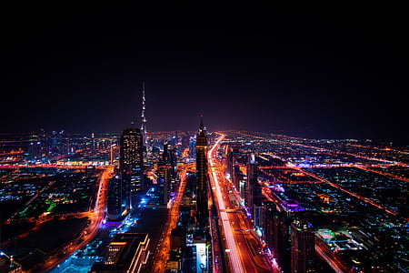 Dubai, paisagem urbana, Emirates, viagens, arquitetura, arranha-céu, urbana