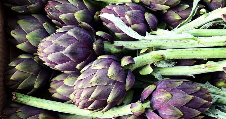 artichaut, légumes, alimentaire, marché, vert, violet, fleur d’artichaut