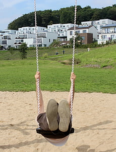rock, playground, shoes, swing device, play, children's playground, game device
