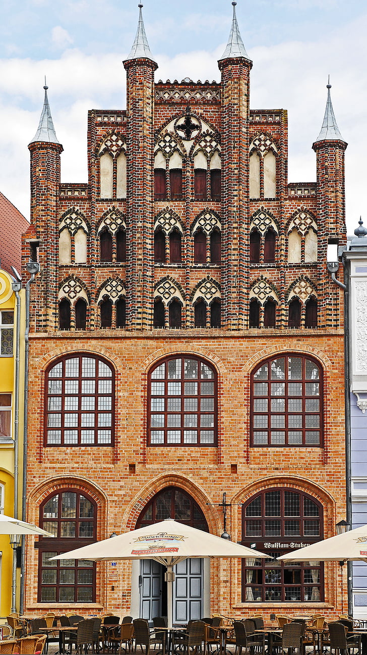 nyeregtetős ház, Greifswald, piac, Klinker, Balti-tenger, Hanza-Szövetség, helyi