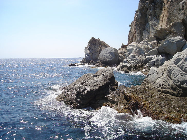 natureza, mar, pedras, costa espanhola, penhascos, litoral, Rock - objeto