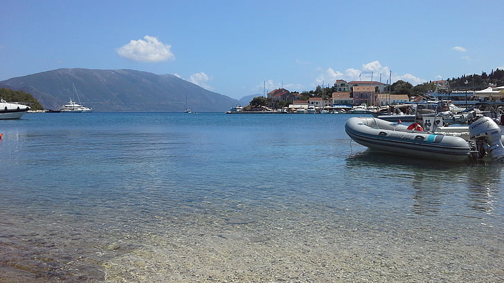 greece, see, water, port, kefalonia, fiscardo