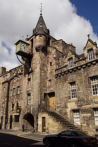 Tollgate, Canogatw, Royal mile, kota tua, Landmark, Edinburgh, Skotlandia