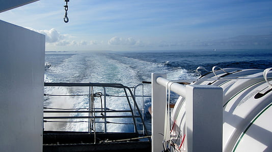 ferry, cruzando, envío, Bretaña, Atlántico, Costa, mar