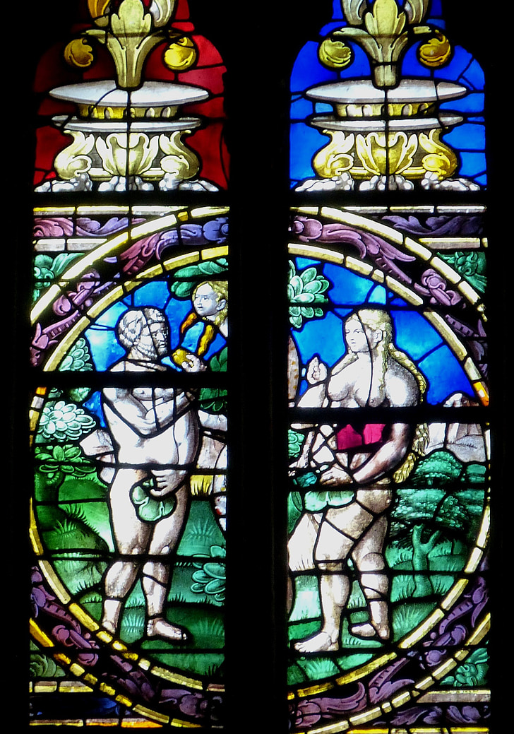 kerk, Dom, venster, Gebrandschilderd glas, kerk venster, Bijbel, Adam