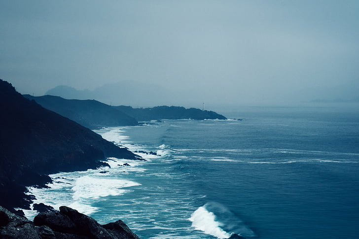 corpo, água, montanha, foto, mar, oceano, ondas