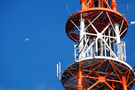 stožáru vysílače, ostrov Helgoland, obloha, modrá