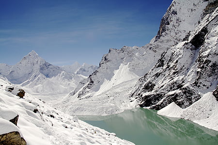 glaciar de, Lago, montañas, pico, nieve, pico de nieve, imágenes de realeza