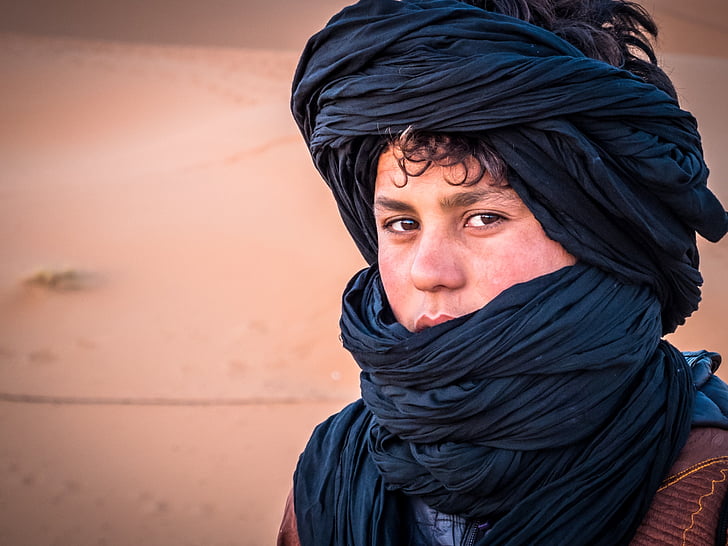 Marokkaanse, menselijke, man, gezicht, woestijn, Portret, hoofd