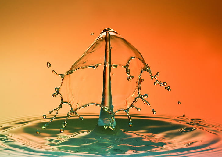 DROPP, vatten, droppe vatten, hochspringender hög drop, fontän, vatten-funktionen, vätska