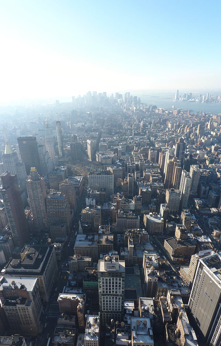Aerial, photo, haute, montée, bâtiment, ville, Manhattan