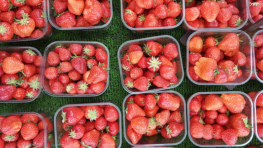 딸기, 상자, 식용, 음식, 신선한, 과일, 건강 한