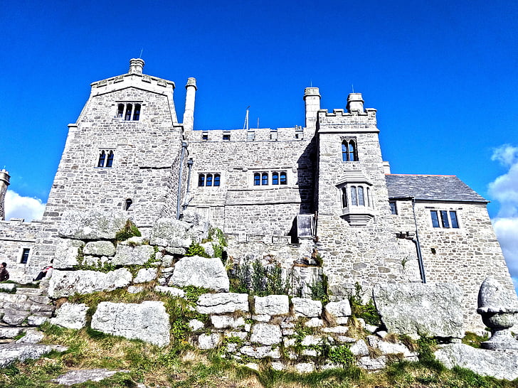hrad, pevnost, Cornwall, Hora St. michael, Středověk, budova