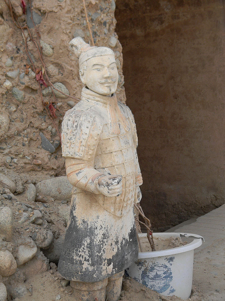 Turystyka, terakota, Pustynia, Dunhuang, Chiny, posąg, Rzeźba