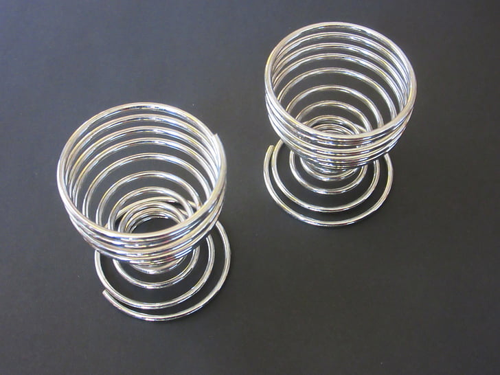 egg cups, wire, chrome plated, gloss, metal, kitchen