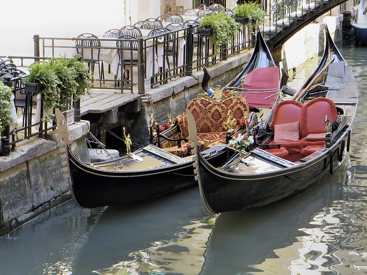 Italia, Venecia, góndolas, Rio, canal, muelle, Turismo