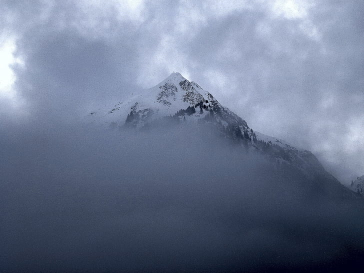 Mountain, dimma, landskap, hav av dimma, moln, humör, Ridge