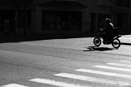 motociklas, gatvė, perėjų, kelių, transportas, lauko, asfalto
