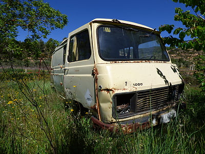 van, old, abandoned rusty, abandonment, ramshackle