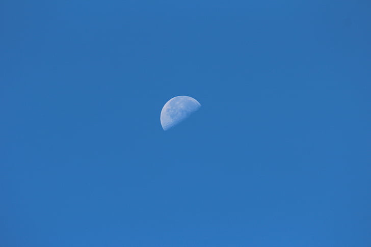 maan, blauw, hemel