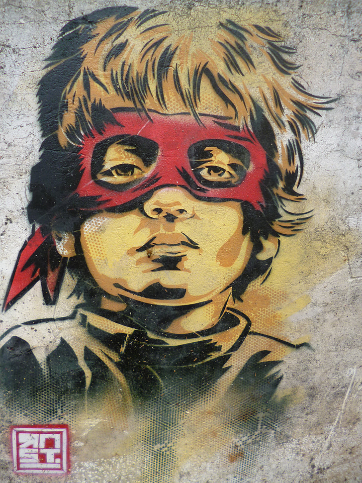 vigilante, child, street art