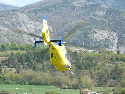 helikopter, sipil, Bantuan, transportasi, darurat, Pergi, kuning