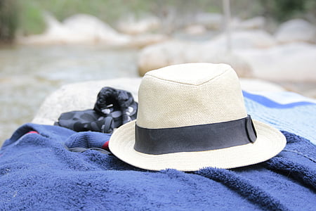 cappello, asciugamano, estate, natura, tranquillo, calore, calma