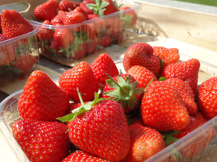 maasikad, kevadel, suvel, turu, põllumajandus, võimsus, puu