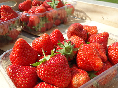 jordgubbar, våren, sommar, marknaden, jordbruk, makt, frukt