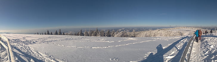 panorama, winter, snow, cold, winter sports, snow landscape, blue sky