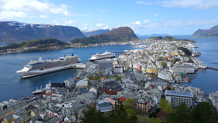 Alesund, Norra, Cruise, reisilaev, vee, Vaade, cruise puhkus