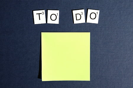 todo, scrable, blocks, yellow, sticky, note, postit