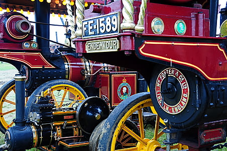 Steam, vontató motor, tisztességes, Térkép, traktor, antik, Vintage