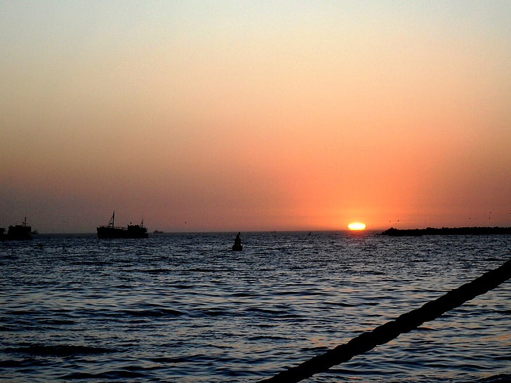 sunset, water, ripples of light, sea, reflection, sky, horizon