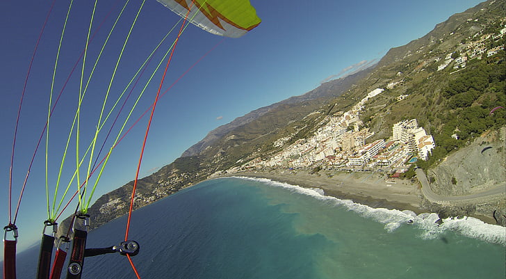 paragliding, Já?, pláž, Dom, heradura