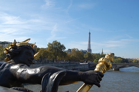 Париж, Мост Александра, Франция, Эйфелева башня, Pont Александр, памятники, реки