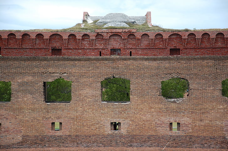 Fort jefferson, mattoni, parete, di fuori
