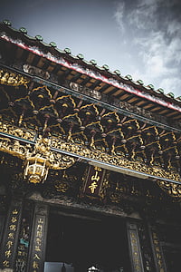 китайский, Храм, Тайвань, Тайбэй, низкий угол зрения, Архитектура, Туристические направления
