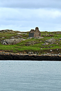 distant, Ruin, île, roches, campagne, Dublin, Irlande
